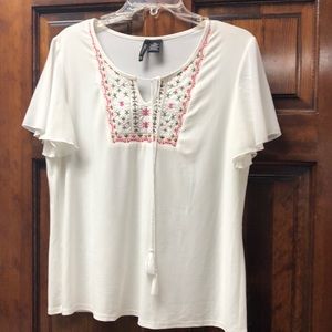 PXL white embroidered top